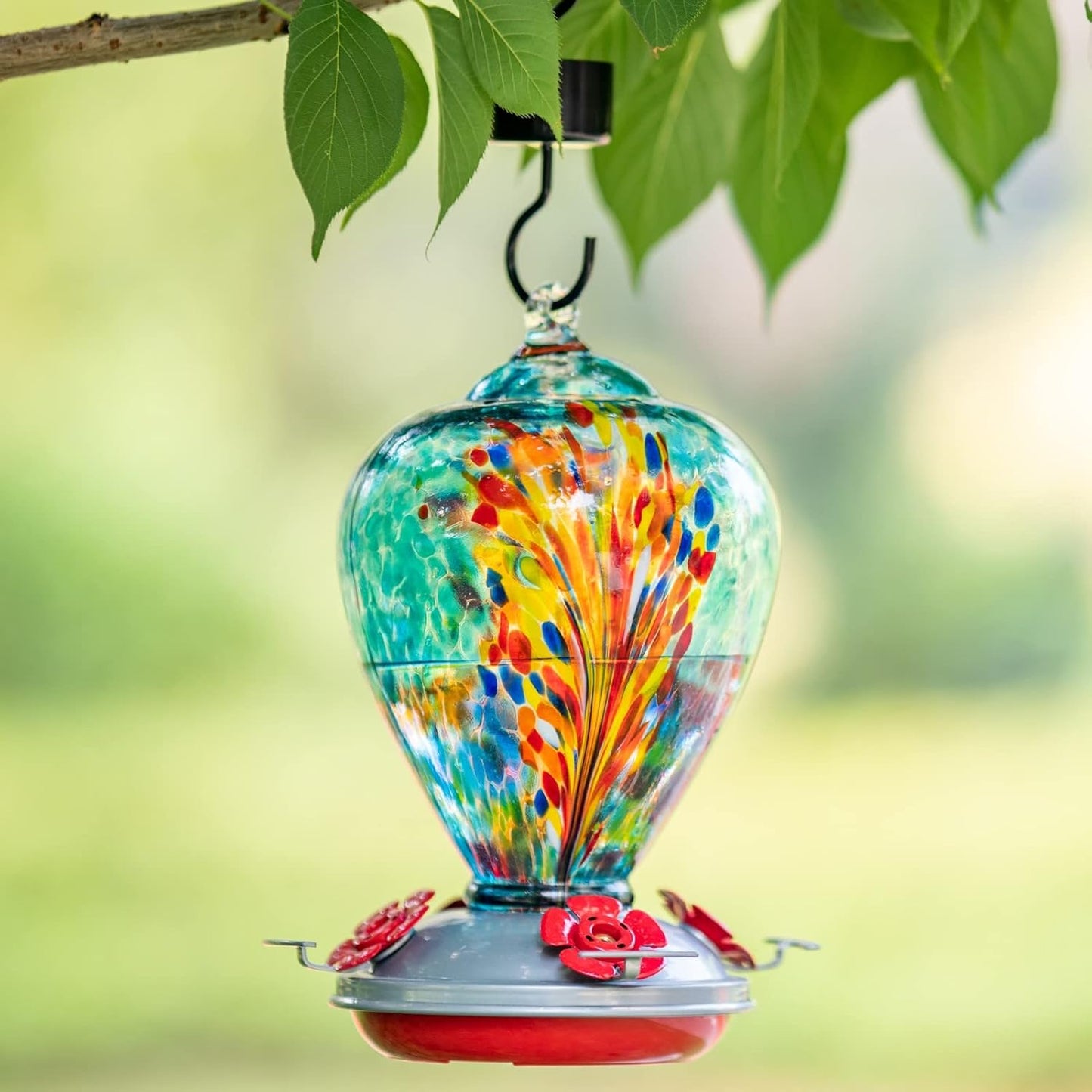 Muse Garden Hummingbird Feeders for Outdoors Hanging, Blown Glass Hummingbird Feeder Gifts for Women, Garden Decor Backyard Decor, Unique Gardening Gifts for Older Women, 34OZ, Comet