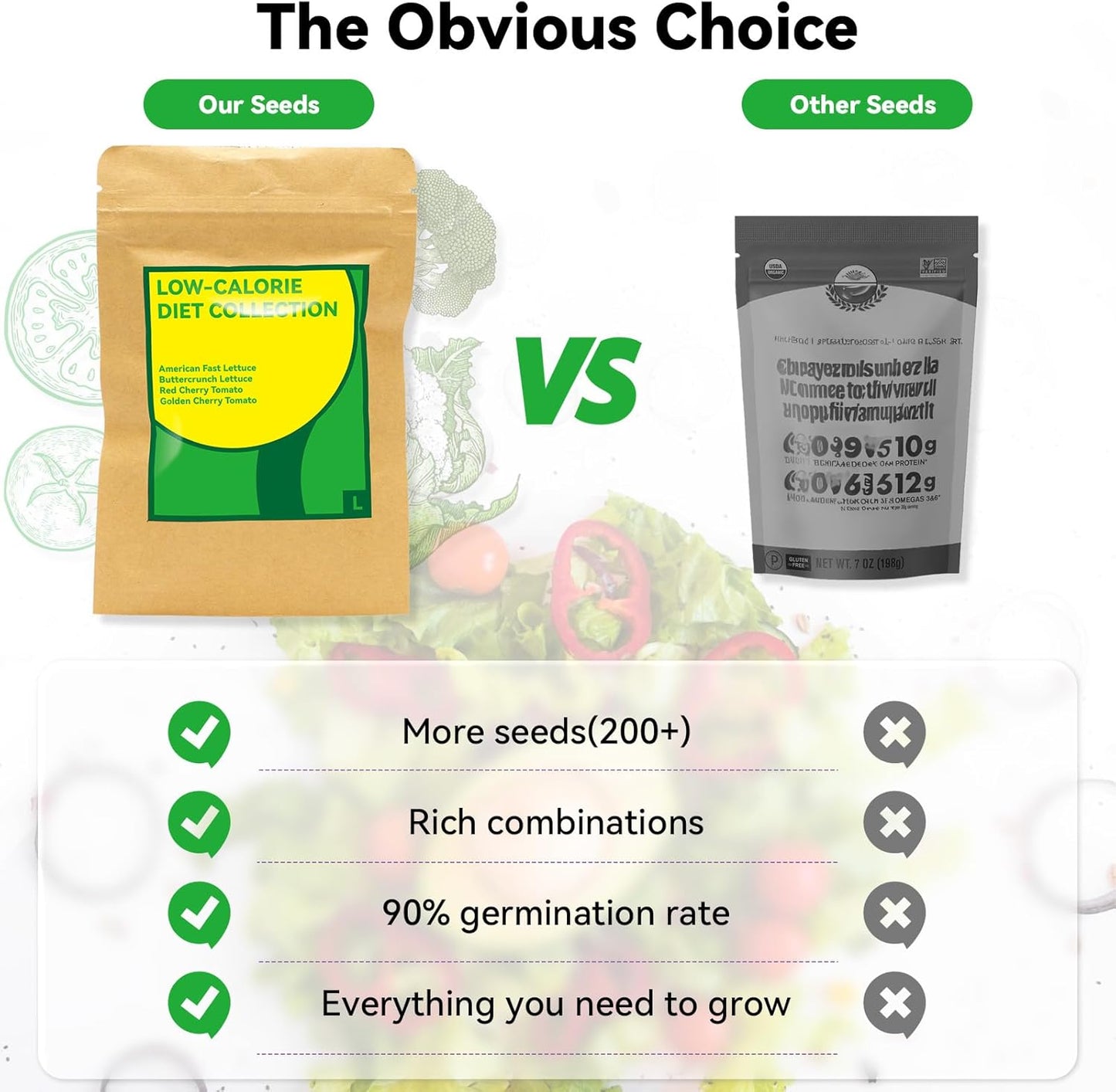 inbloom Organic Salad Green Seed Pod Kit for AeroGarden, Ahopegarden Hydroponics Growing System, Low-Calorie Food, 7-Pods (350+ Seeds, Include Fast and Butter Lettuce, Red and Golden Cherry Tomato)