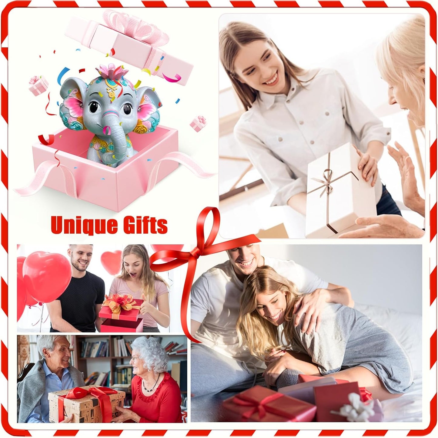 Solar Garden Outdoor Statue Elephant with 4 LED Lights,Lawn Decor Statue for Patio, Balcony,Yard Ornament,Ideal Gift for Christmas,Women,Mom,Grandma,Birthday or Unique Housewarming