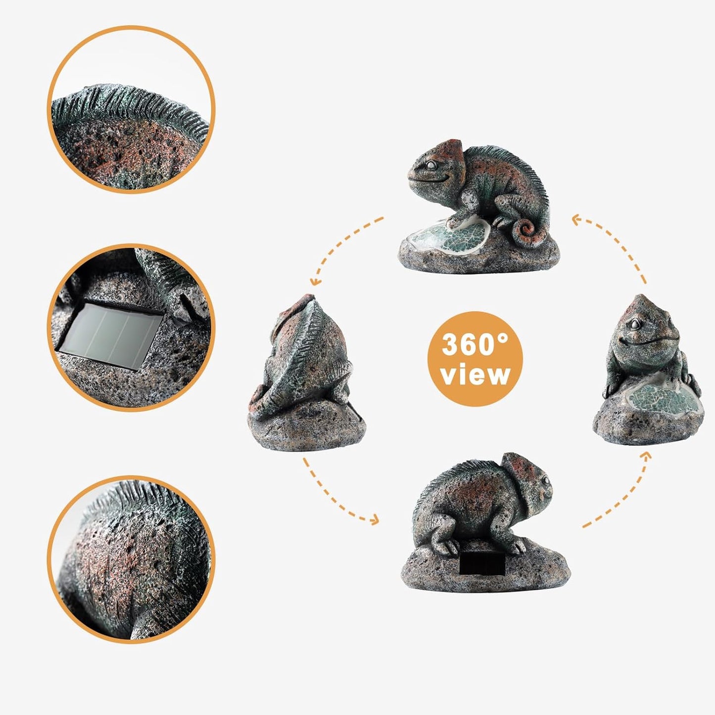 Solar Chameleon Garden Statues Outdoor Decor Resin Chameleon Figurine with Solar Light for Patio,Balcony,Yard,Lawn Ornament,Perfect Garden Gift