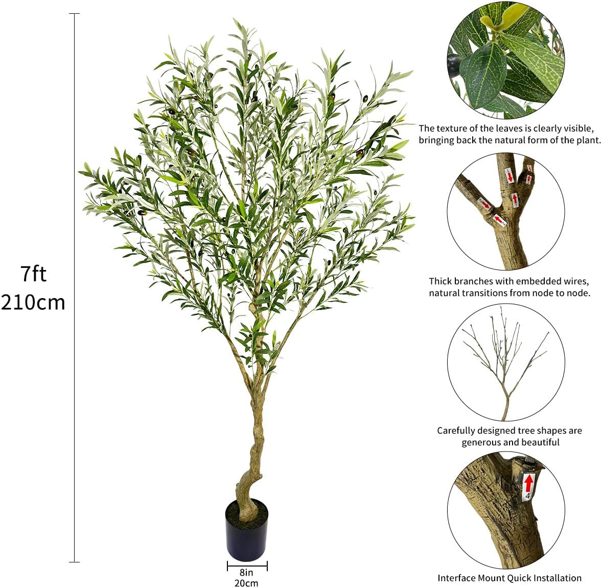 7ft Artificial Olive Tree Fake Tree Interior Decoration Tree Artificial Tree Fauk Tree