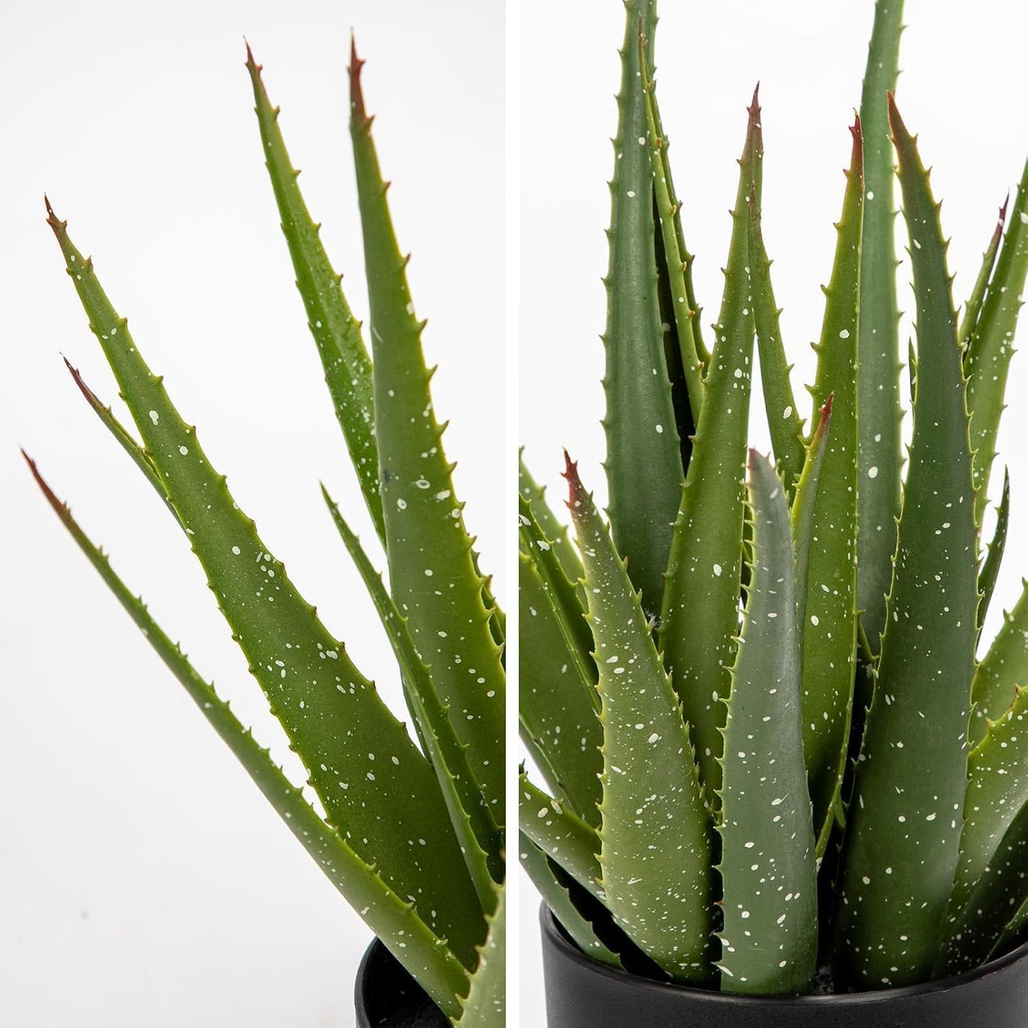 Large Fake Succulent Aloe Vera Plants 16.5 Inch Artificial Succulents with Black Pot Faux Aloe Potted Plant for Desk Modern Home Office Bedroom Living Room Table Shelf Decor