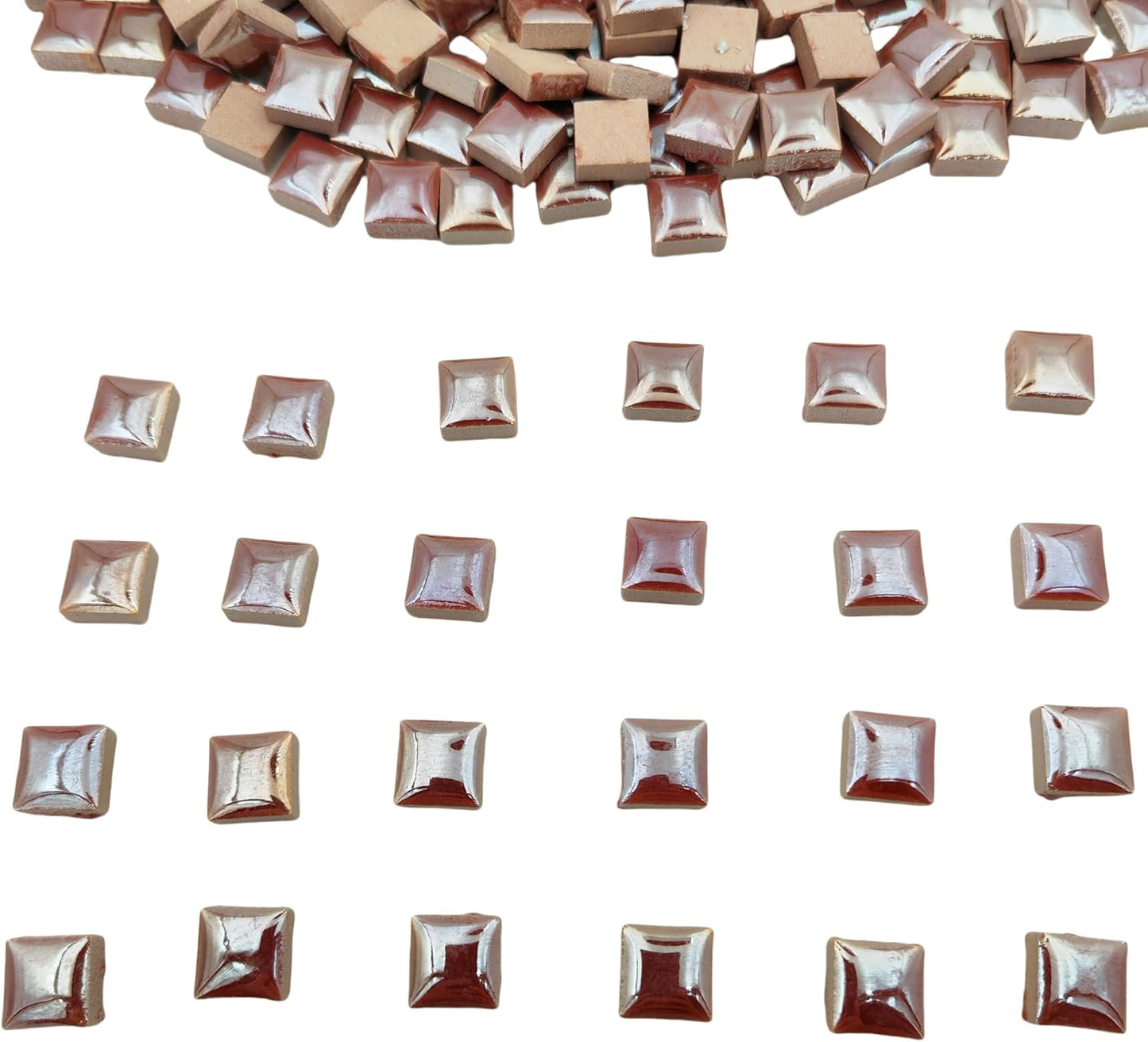 500g/1.1lb Random Color Irregular Ceramics Mosaic Tiles,DIY Making Creative Ceramic Mosaic Tiles for DIY Craft Plates Flowerpots Vases Cups Mosaic Making Supplies (0.47“ Square Pearl Brown)