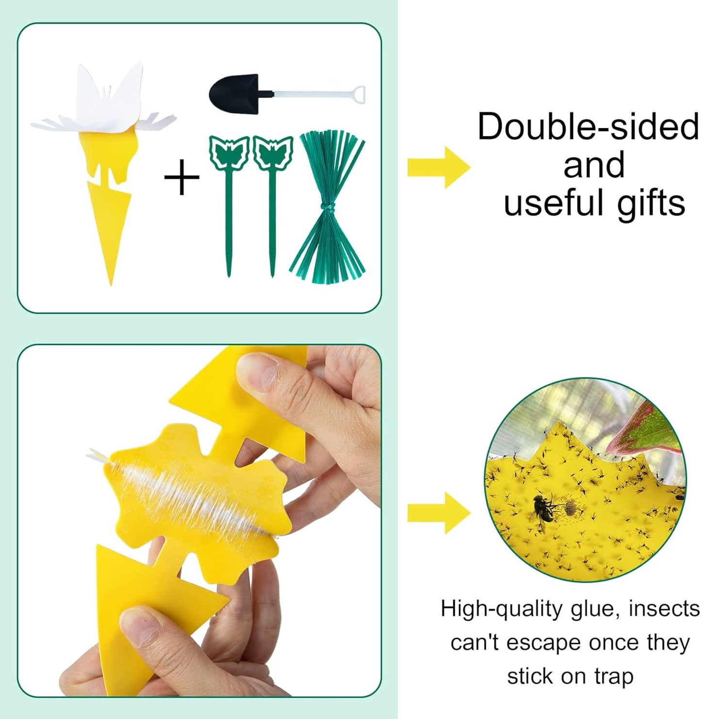 60 Pack Fruit Fly Trap, Fungus Gnat Trap Killer Protect Plants Indoor Outdoor, Double Sided Yellow Bug Sticky Traps for Fungus Gnat, Fruit Fly and Other Insects