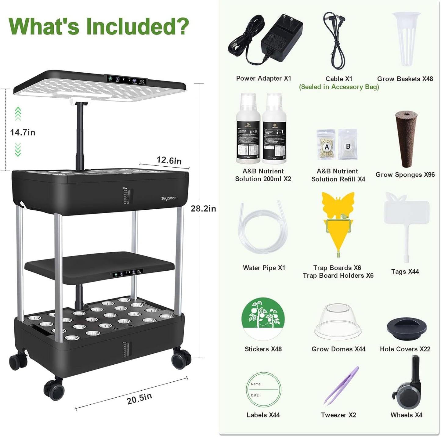 Hydroponics Growing System Indoor Garden - DRYADES 44 Pods Herbs Garden Kit Indoor with LED Grow Light Grow Anything Plants Germination Kit (No Seeds) Harvest Vegetable Lettuce for Home Kitchen