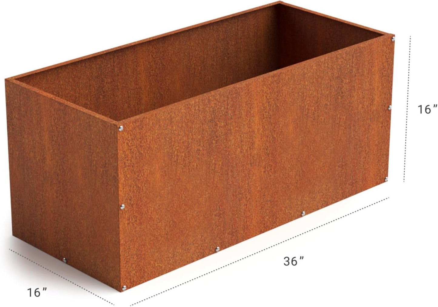 DIY CARTEL Corten Steel Rectangular Outdoor Planter Box, Rustic & Modern Farmhouse Design, Large Raised Metal Garden Bed for Commercial & Residential Use (36in x 16in x 16in)