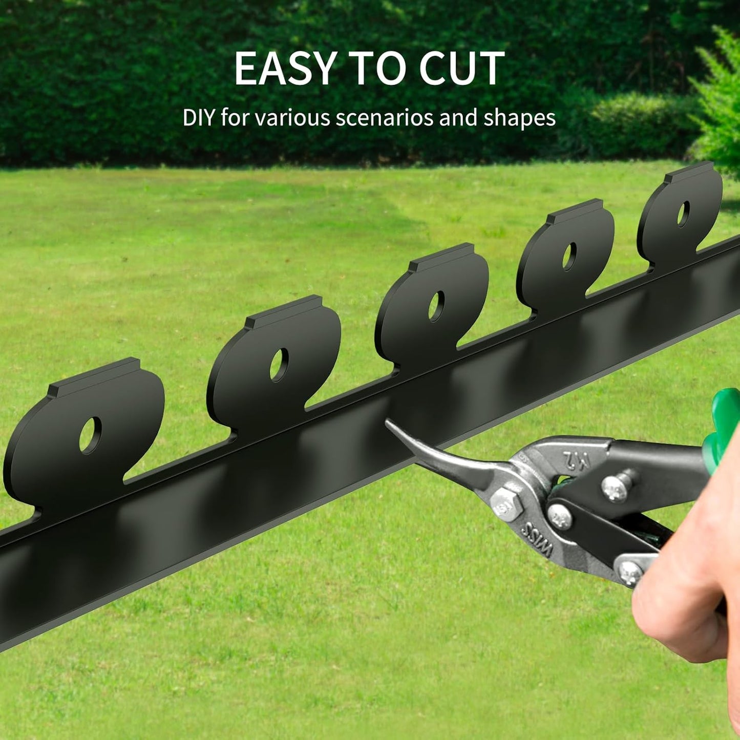 102FT Landscape Edging 2 in Tall with 110 Spikes, Garden Edging Border and 1 Hammer, Plastic Landscape Edging Border Lawn Edging for Landscaping, Flower Beds, Yard