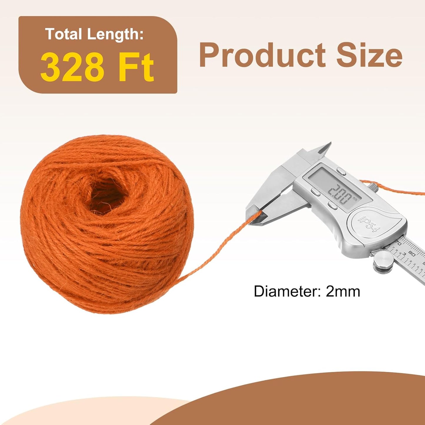 uxcell 328 Feet Natural Jute Twine String,2mm Thin Garden Twine Rope Colored Plant String Cord for DIY Art Crafts Gift Wrapping Decoration Packing Gardening Plant Hanger,Orange