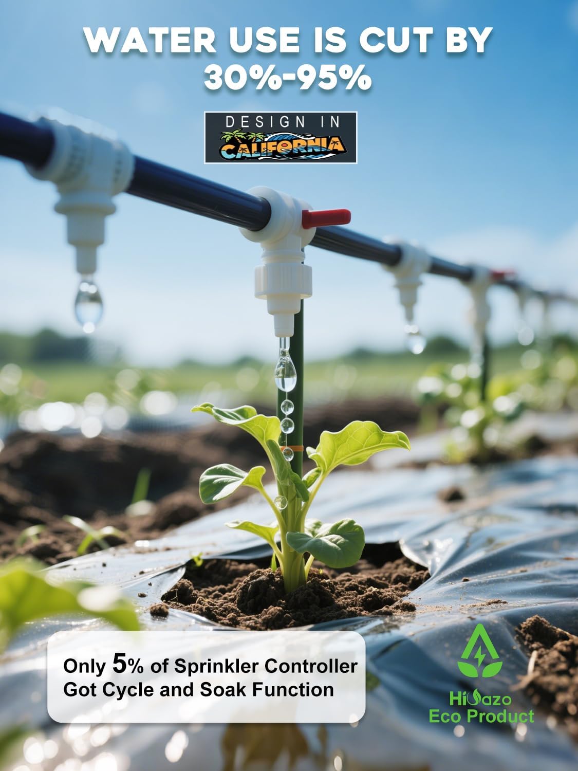 Smart Sprinklers Controller WiFi, Irrigation Controller Easy Use App Enabled, 4 Zone + 16 Plans, Save Water Auto Skip Rain, Freeze & Wind, 10 Minutes Install (Light Blue)