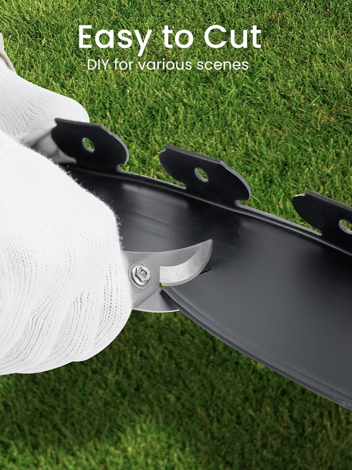 GROWNEER 66FT Landscape Edging Flexible 2 inch Tall Garden Border with 60pcs Galvanized Steel Anchoring Spikes and Hammer Lawn Edging Kit for Flower Bed, Pathway, Landscaping Project, Black