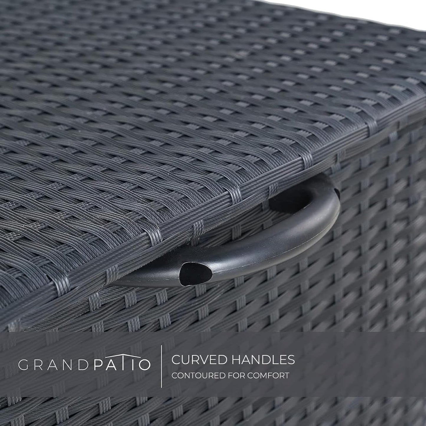 Grand patio 108 Gallon Deck Storage Box Indoor Outdoor Wicker Bin for Patio Furniture Cushions Garden Tools Pool Accessories, Black