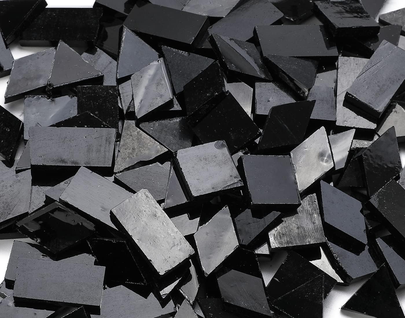 Multi-Color Options, Lanyani Glass Mosaic Tiles for Crafts,4 Shapes Mixed Colorful Glass Tiles Tiffany Stained Glass Pieces for Mosaic, 200 Pieces,Regular Black