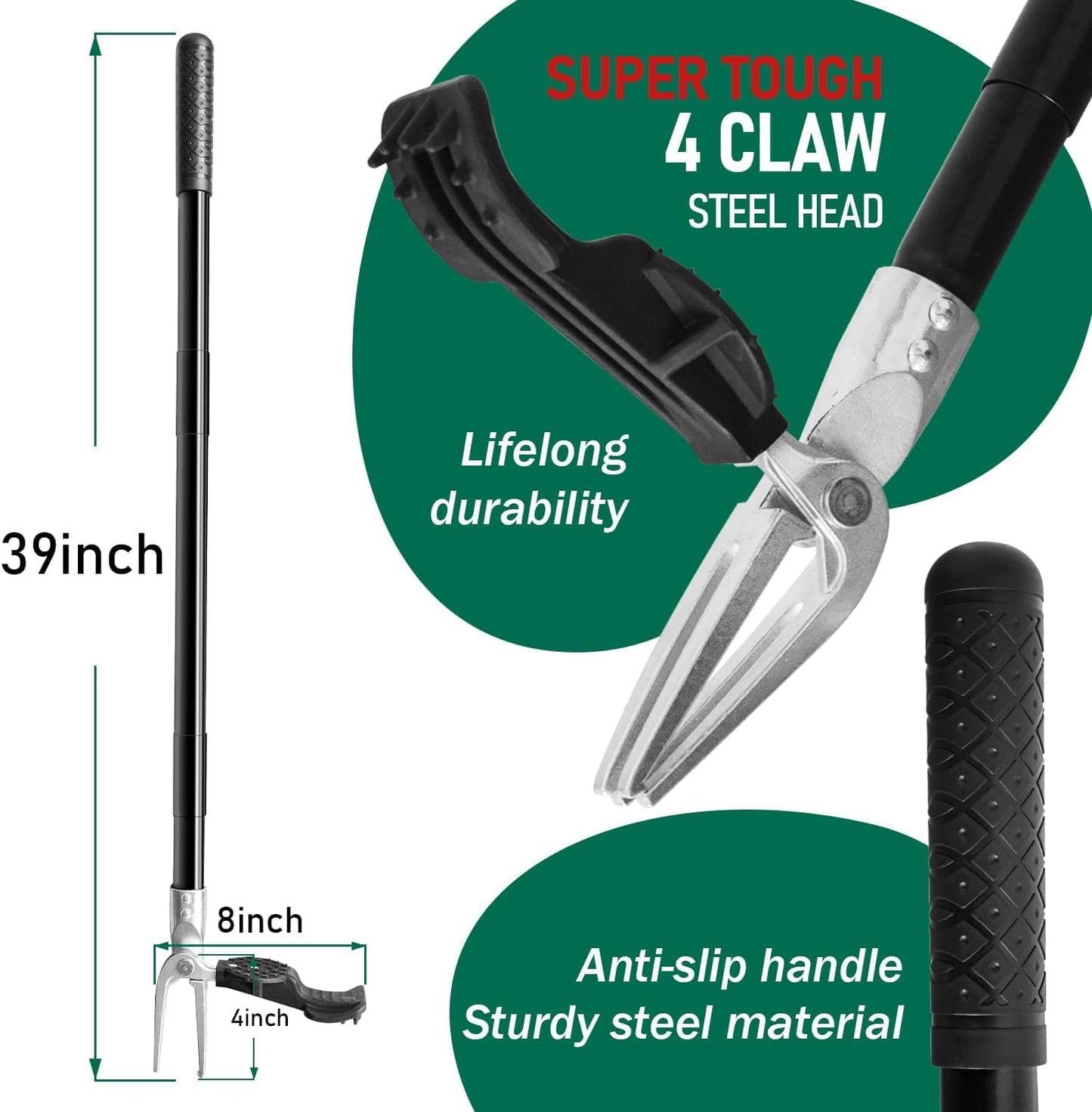 Weeder Puller Tool, Handle (39"), Designed for The Elderly to Weed Quickly Without Bending Over, Lightweight Standing Weeder, Suitable for Removing Weeds,Detachable and Assemblable for Convenient