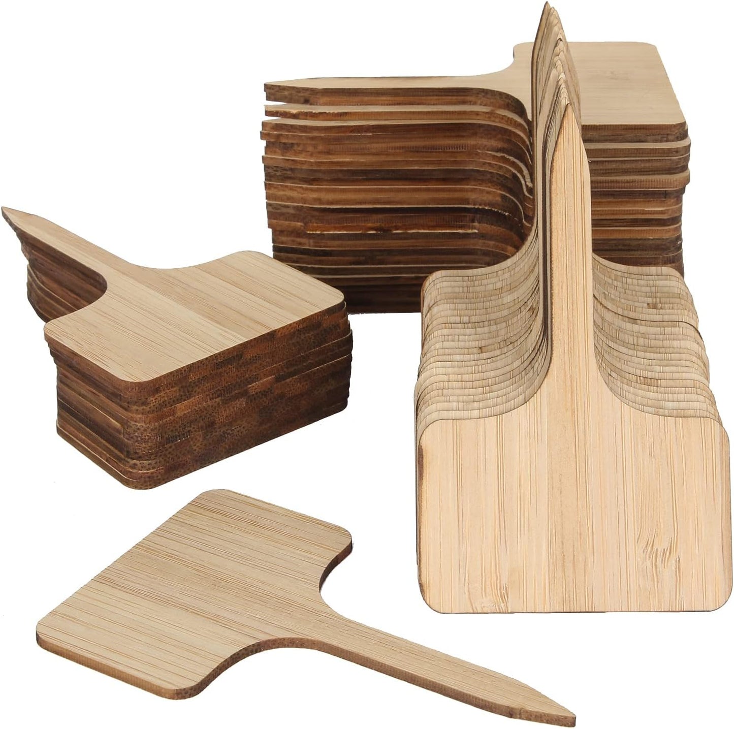 100Pcs Wooden Plant Labels, Eco-Friendly T-Type Bamboo Plant Labels Tags Garden Plant Markers for Seed Potted Herbs Flowers Vegetables (6 x 10 cm)