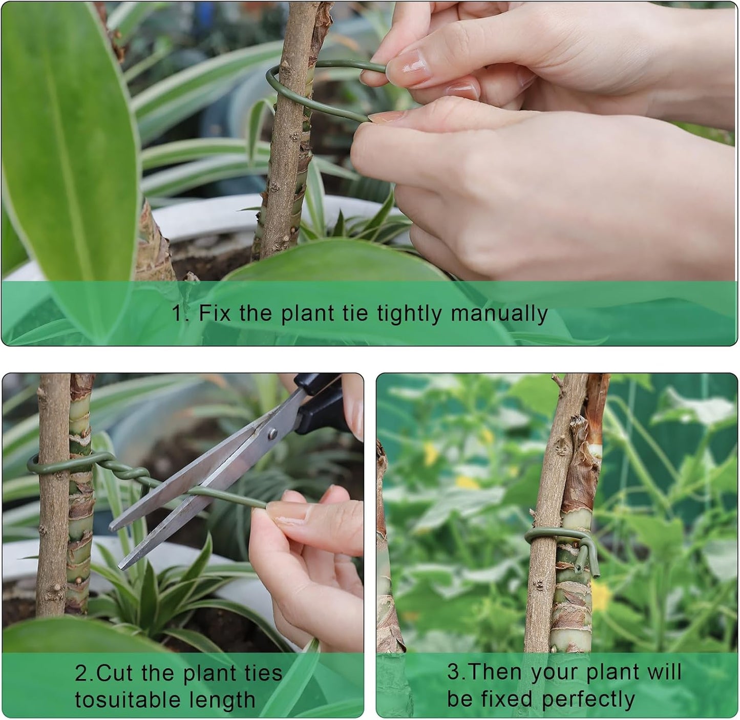 101 Feet Soft Plant Ties Dark Green Plant Twist Ties, Plant Ties for Support. Gardening Supplies for Plants Office Home Organization 3mm Diameter