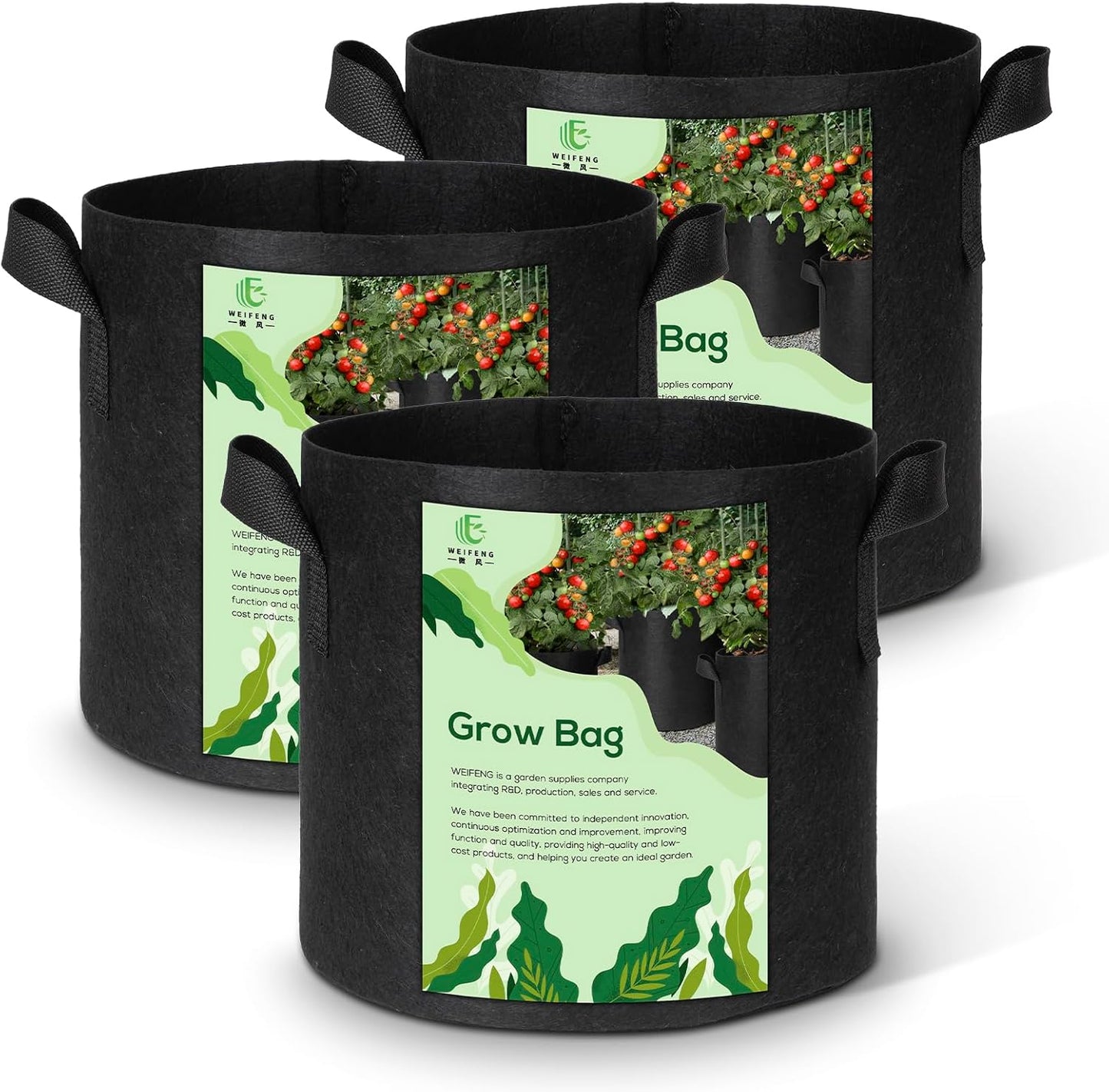 15 Gallon Grow Bags Garden Bags 3-Pack Planting Pots with Handles