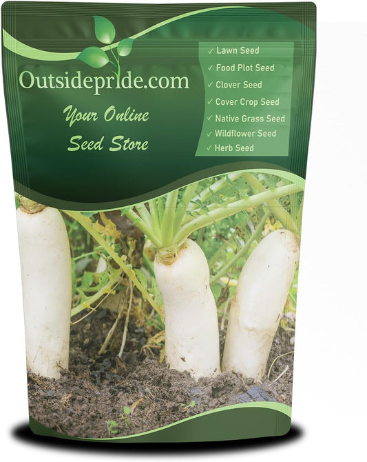 Outsidepride Annual Daikon Radish Seeds - 10 lbs. Chinese, Japanese, & Oriental Radish Seeds for Soil Health, Erosion Control, & Soil Aeration - Ideal for Gardens, Cover Crops, Pastures, & Food Plots