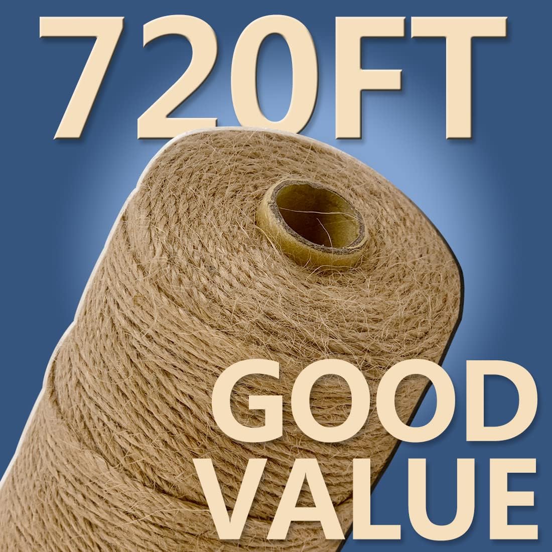 PerkHomy Garden Twine Strong Natural Jute 720 Feet Long Brown Twine for Gardening Tomato Climbing Plant Tie Floristry Crafts Gift Wrapping Packing Decor (Brown 2.5mm * 720feet)