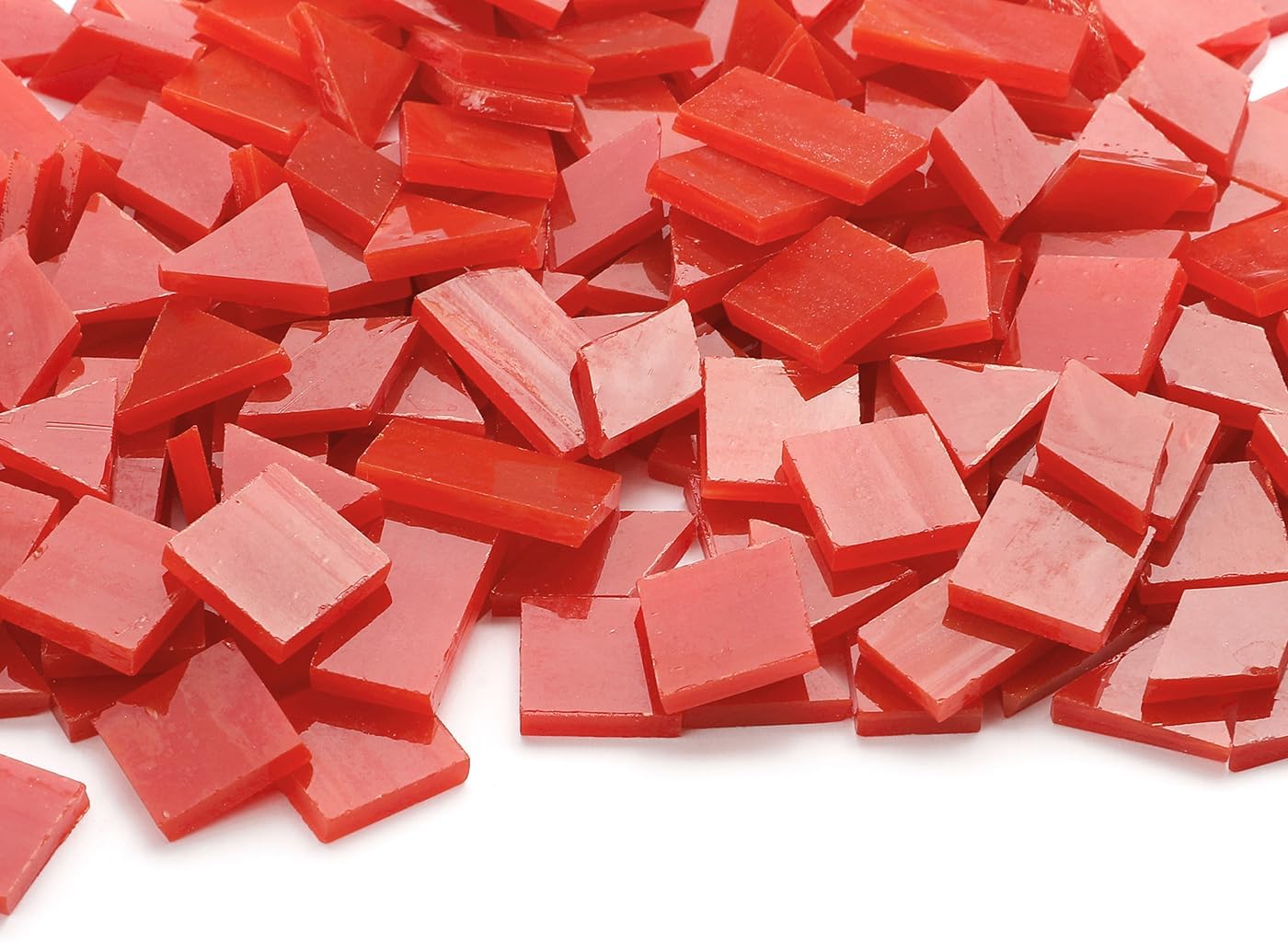 Lanyani 200 Pieces Glass Mosaic Tiles for Crafts,4 Shapes Mixed Colorful Tiffany Stained Glass Pieces,Square/Rectangle/Diamond/Triangle,Fire Red