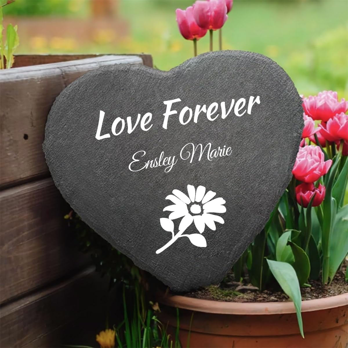Custom Decorative Garden Stones Personalize with Any Message and Pattern, Desgin Heart Shaped Memorial Stones Welcome Stones 6x6 for Housewarming,Memorial Gifts and Special Day Gifts