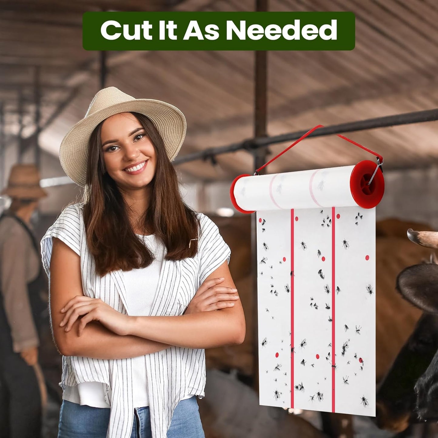 Qualirey Giant Sticky Fly Traps,30 Feet Fly Strips for Indoor Outdoor Hanging Flying Tapes Non Toxic Ribbon Fruit Gnat Killer for Mosquito Plants House Horse Stable (White,10 Pcs)