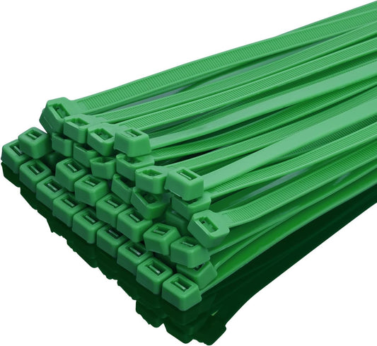XINGO 8 Inch Green Zip Ties Heavy Duty 100 Pack, 120 LBS Tensile Strength, Premium Nylon Cable Wire Ties, Self-locking Plastic Ties for Indoor and Outdoor Use