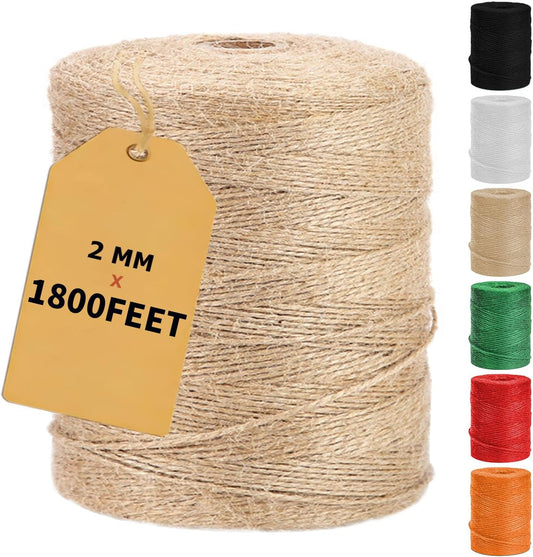 Vanhench 1800 Feet Natural Jute Twine String, Bulk Hemp Jute Rope Cord Twine for Crafts Gardening, Gift Wrapping Christmas, Arts & Crafts, Wedding Décor, Packing Material Burlap Ribbon (Brown)