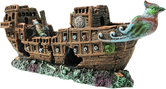 SLOCME Aquarium Pirate Ship Decorations Fish Tank Ornaments - Resin Material Shipwreck Decorations, Eco-Friendly for Freshwater Saltwater Aquarium Sunken Ship Accessories