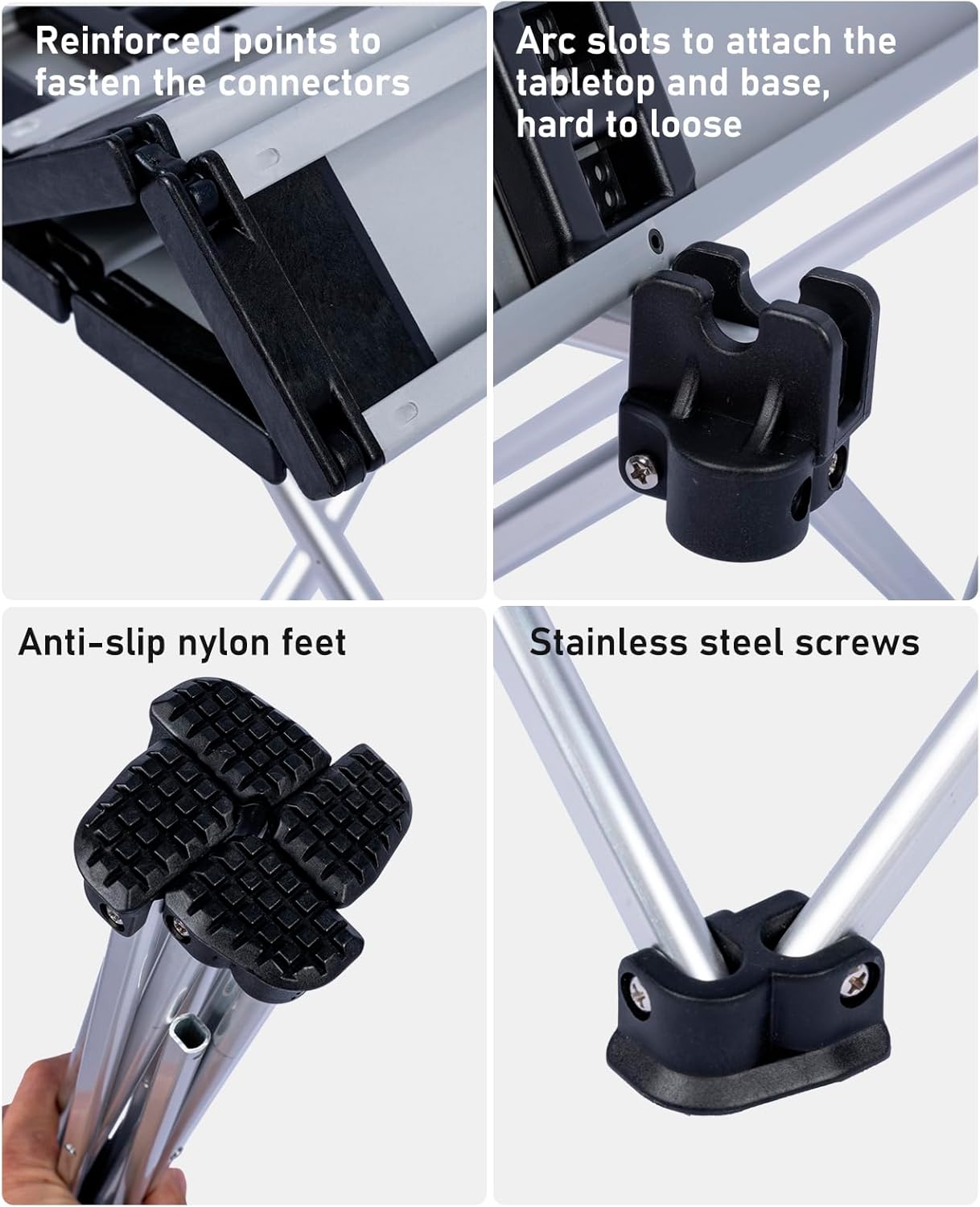 iClimb Ultralight Compact Camping Folding Table with Carry Bag (Silver - L)