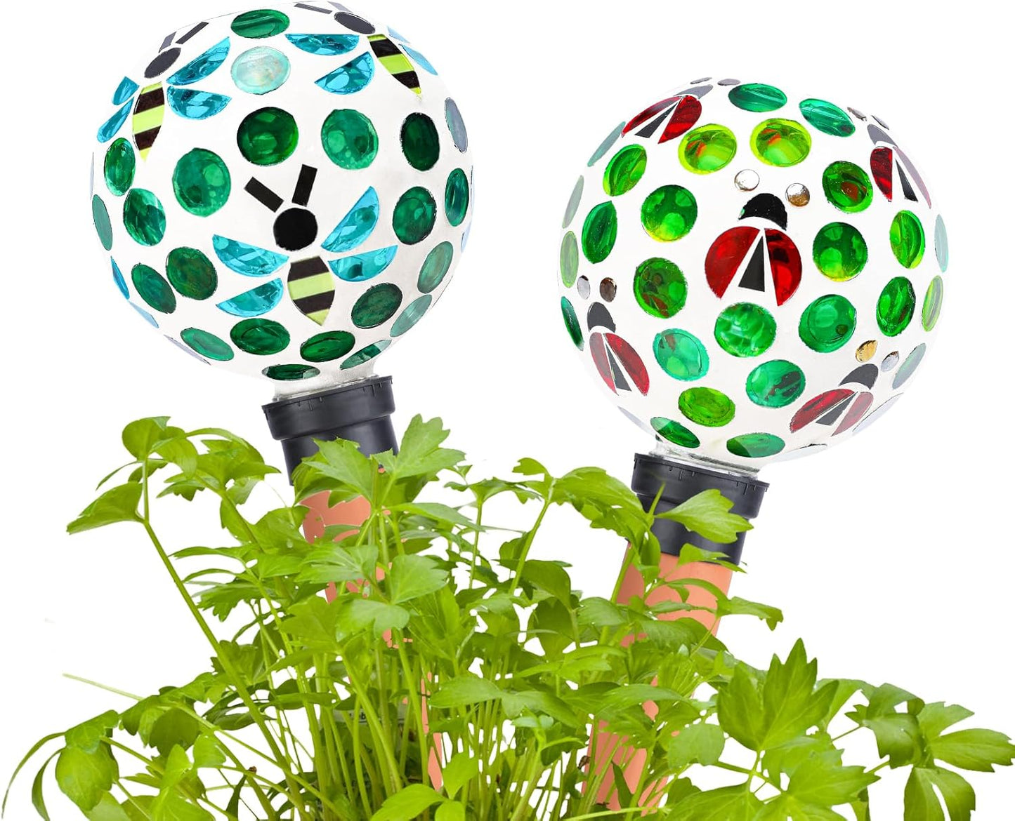Watering Globe for Plants Mosaic Self Watering Spikes 2 Pack Large Self Watering Planter Insert Automatic Watering Device Outdoor Garden
