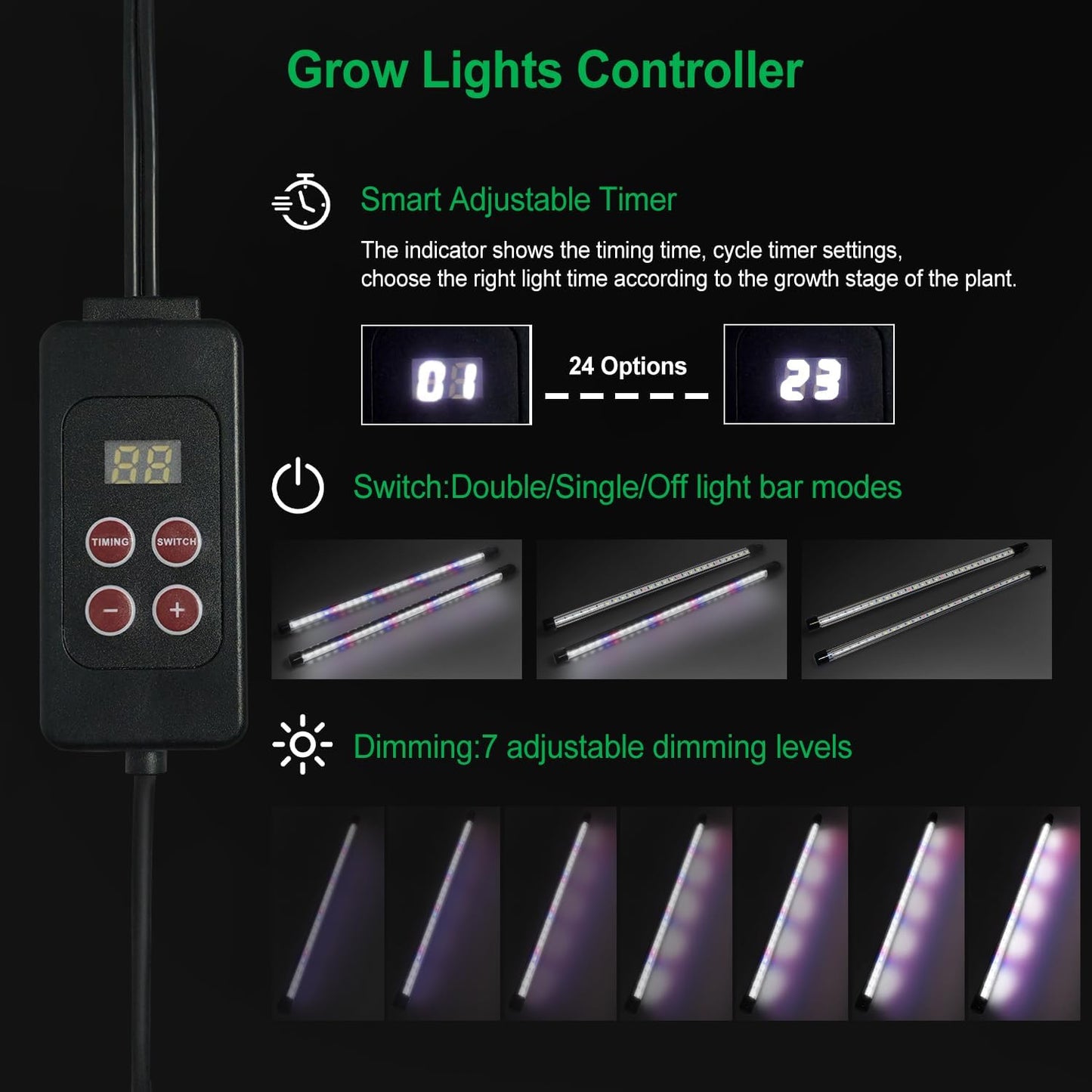 TONYFUL Seed Starter Tray with Grow Light, 60-Cell Seed Starter Kit with 4.07” Humidity Dome, Indoor Seedling Starter Tray, Seed Starting Tray for Plant Germination, Seeds Growing