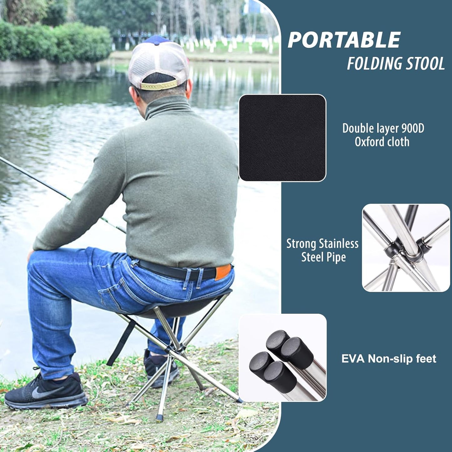 Camping Stool,Small Folding Chair,13.8" Lightweight Folding Stool Compact Backpacking Stool with Carry Bag