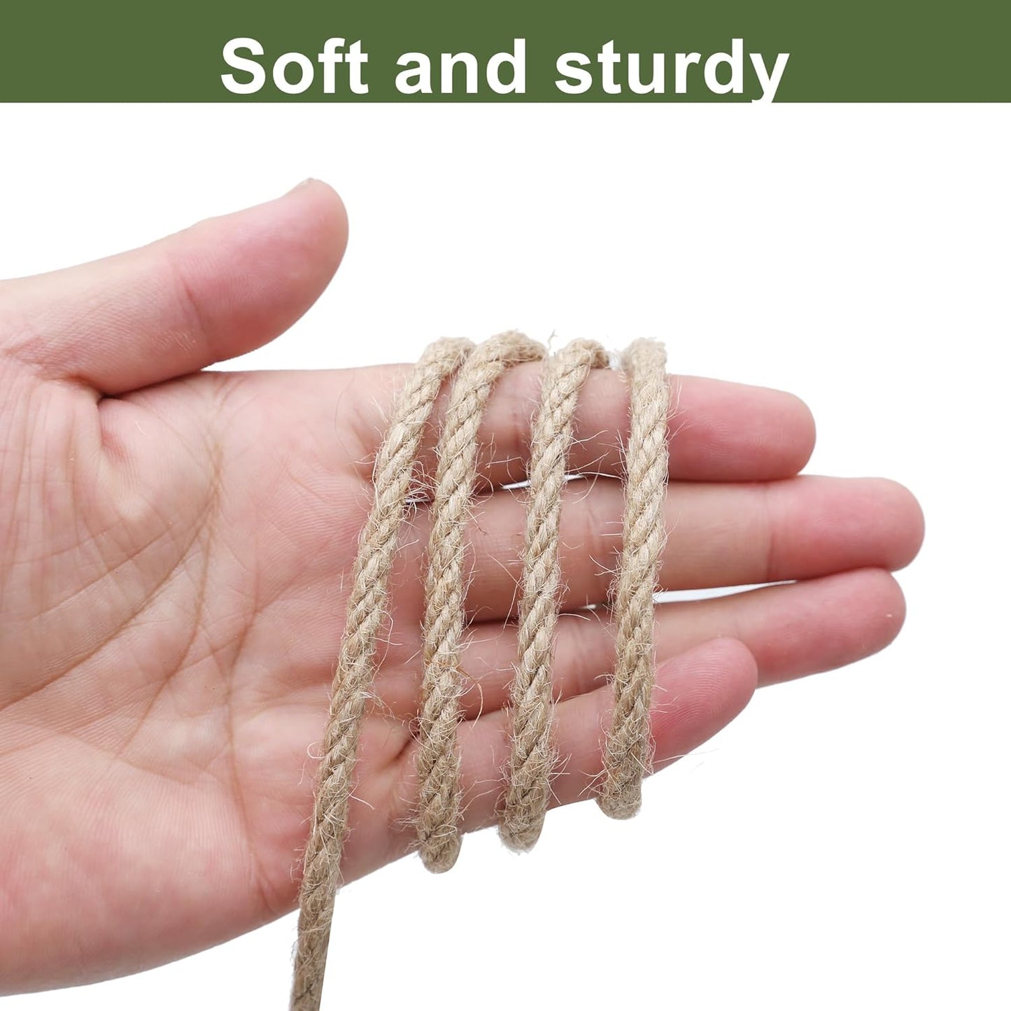 Natural Jute Twine 656ft 6mm,4Ply Twisted Thick Twine Rope Strong Jute String Roll for Crafts Gift Wrapping Gardening Home Decor Bundling Cat Scratching Post