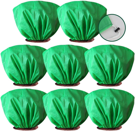 8 Pcs Plant Covers Frost Protection Bag 39.3" x 19.6" Winter Reusable Plants Jacket with Drawstring Shrub Protection Wraps Bags Frost Blanket for Winter Outdoor Garden Plants