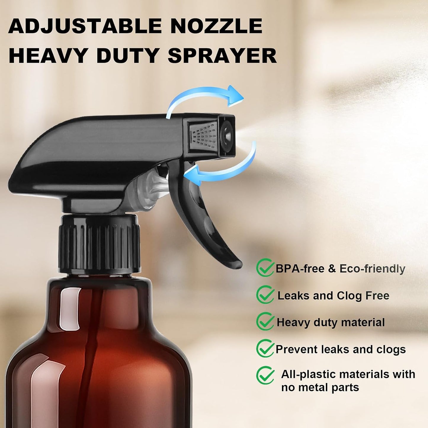 Glass Spray Bottles with Silicone Sleeve 16.9oz 2 Pack Empty Spray Bottle for Hair Mist/Stream Spraying for Cleaning Solutions, Plants, Essential Oils (Brown-qblue&purple)