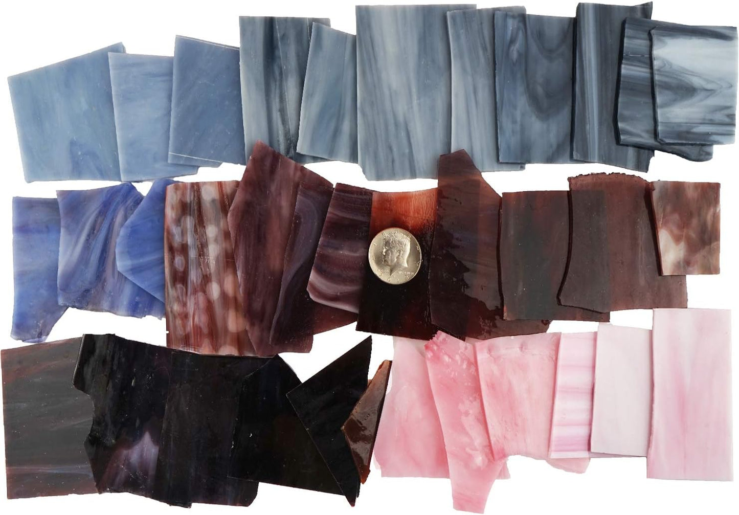 Lanyani Stained Glass Scrap Pieces Sheets, Glass Mosaic Tiles for Crafts, 35oz Value Pack,Assorted Colors and Textures