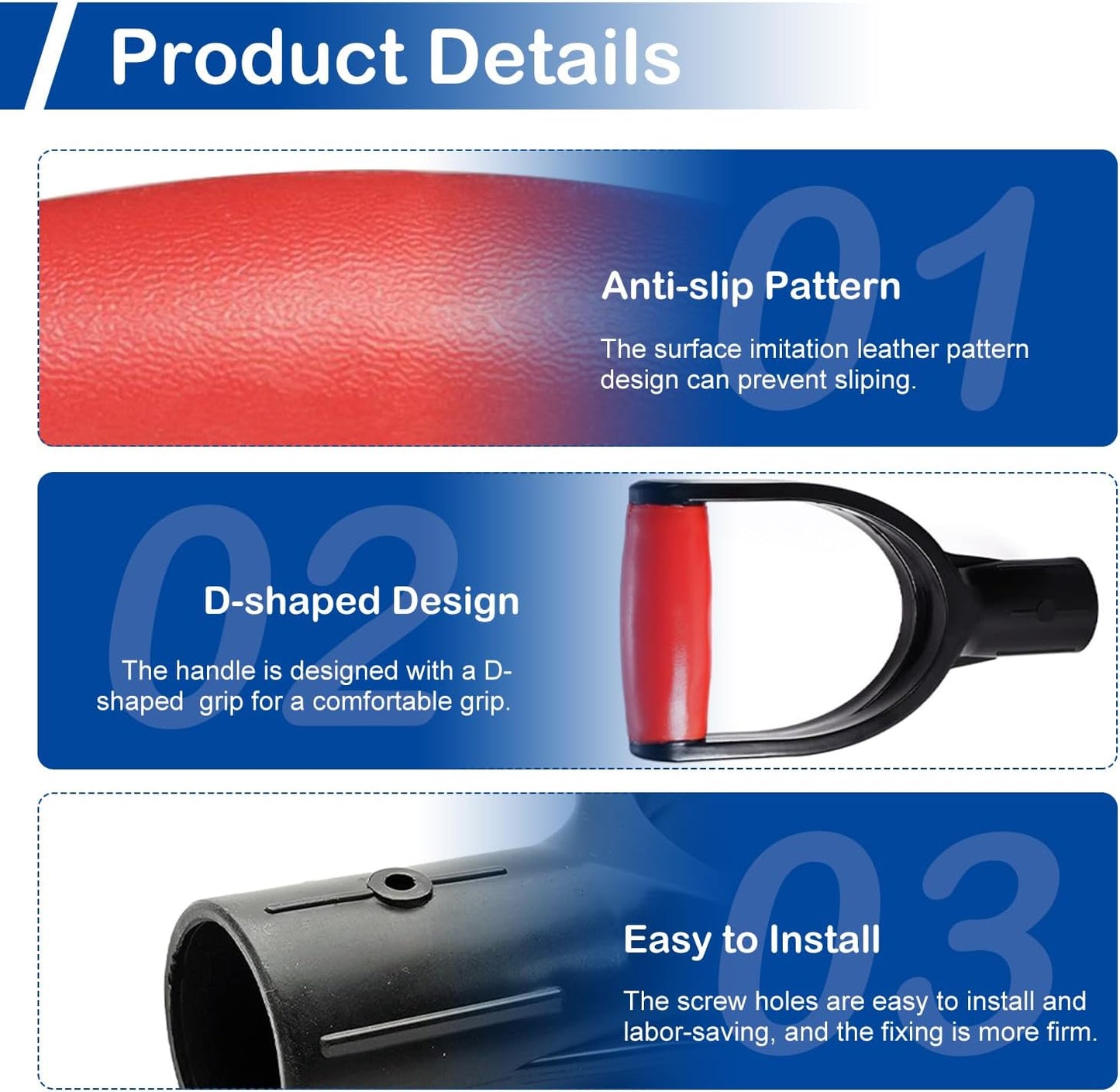 MroMax 2Pcs Shovel D Grip Handle, 1-1/4" Inner Diameter 32mm PVC Spade Snow Shovel Replacement Handle Garden Accessories for Digging Raking Tool Yellow-Black