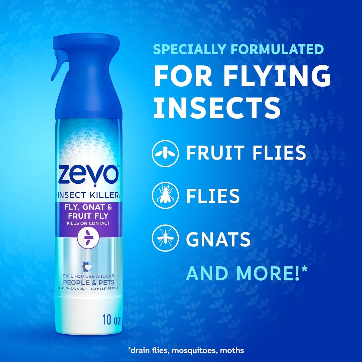 Zevo Flying Insect Killer Spray - Bug Spray for Home Use - Versatile Gnat, Mosquito, Fruit Fly Killer & More - with Rosemary & Cornmint Oil - for Indoor & Outdoor Use (3 Bottles)