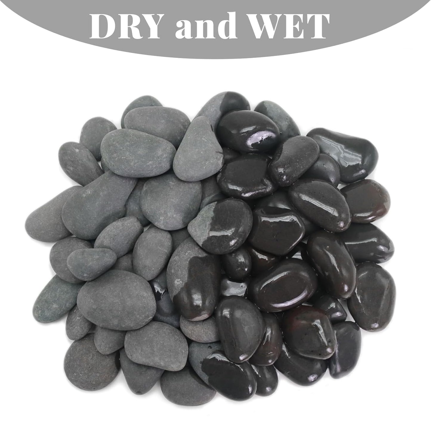 20LB Black Stones Pebbles River Rocks, Natural Beach Pebbles, 0.8-1.5" Decorative Rocks- Ideal for Garden Landscaping, Home Decor, Aquariums, Painting, Crafting and Gifts, Black Colors