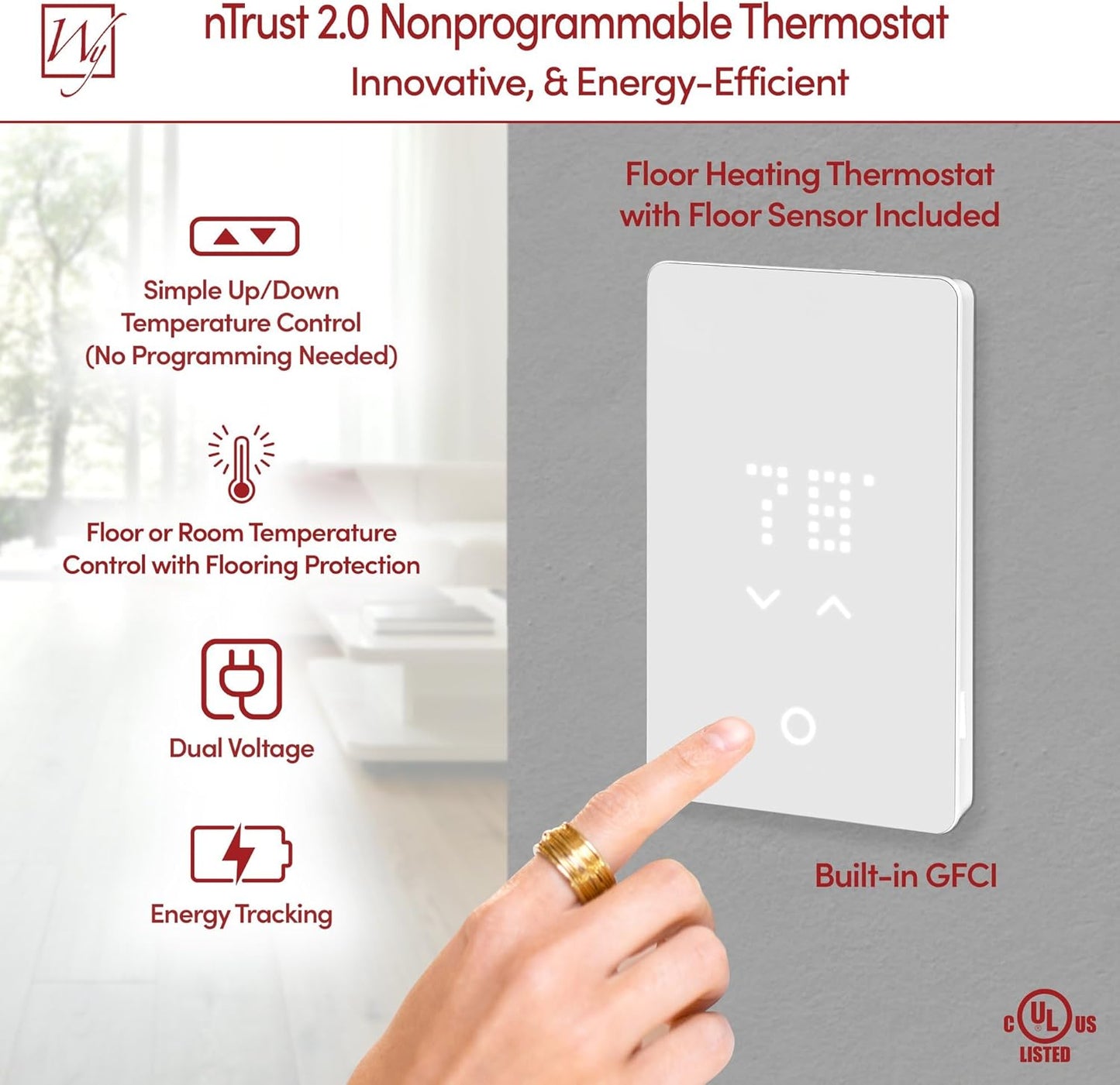 64 Sqft Heated Floor Mat Kit with Radiant Floor Heating System Thermostat UTN5, Two Sensors, Tester, 120V Electric Radiant Floor Heating Mat installs under Bathroom Tile, Vinyl - WarmlyYours TempZone