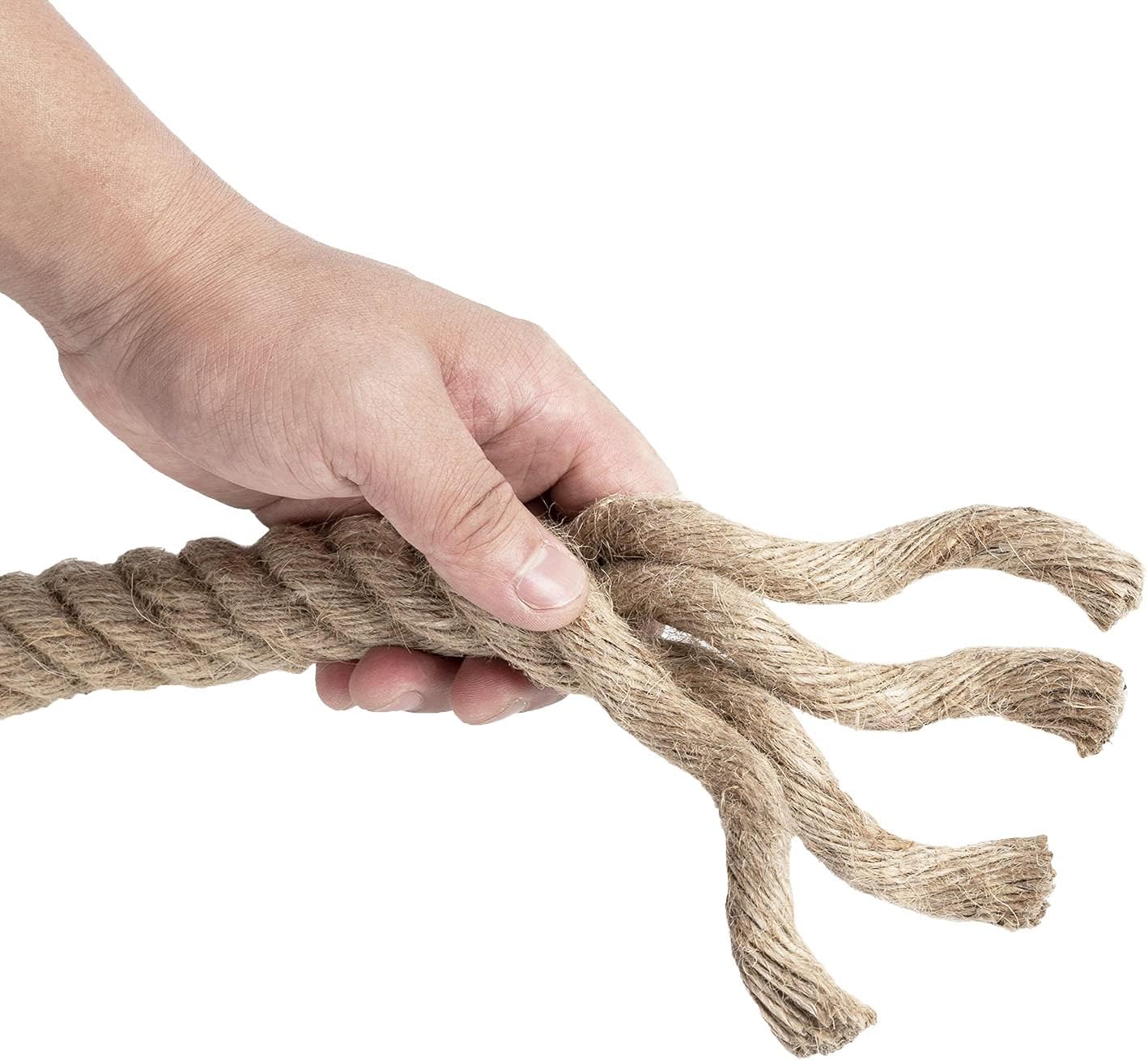 Jute Rope 1 Inch 49 Feet Twisted Hemp Rope for Crafts, Climbing, Hammock, Nautical, Tug of War, Railings, Landscaping, Home Decorating (1 inch x 49 ft)