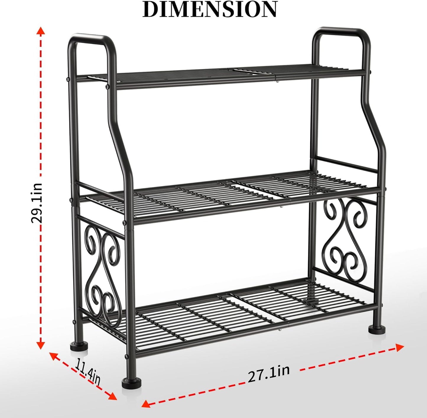 GIOTORENT Plant Stand Outdoor Indoor 3 Tier Metal Waterproof - 29.1" Plant Shelf for Patio, Balcony, Living Room, Large Capacity Tiered Plant Rack, Black
