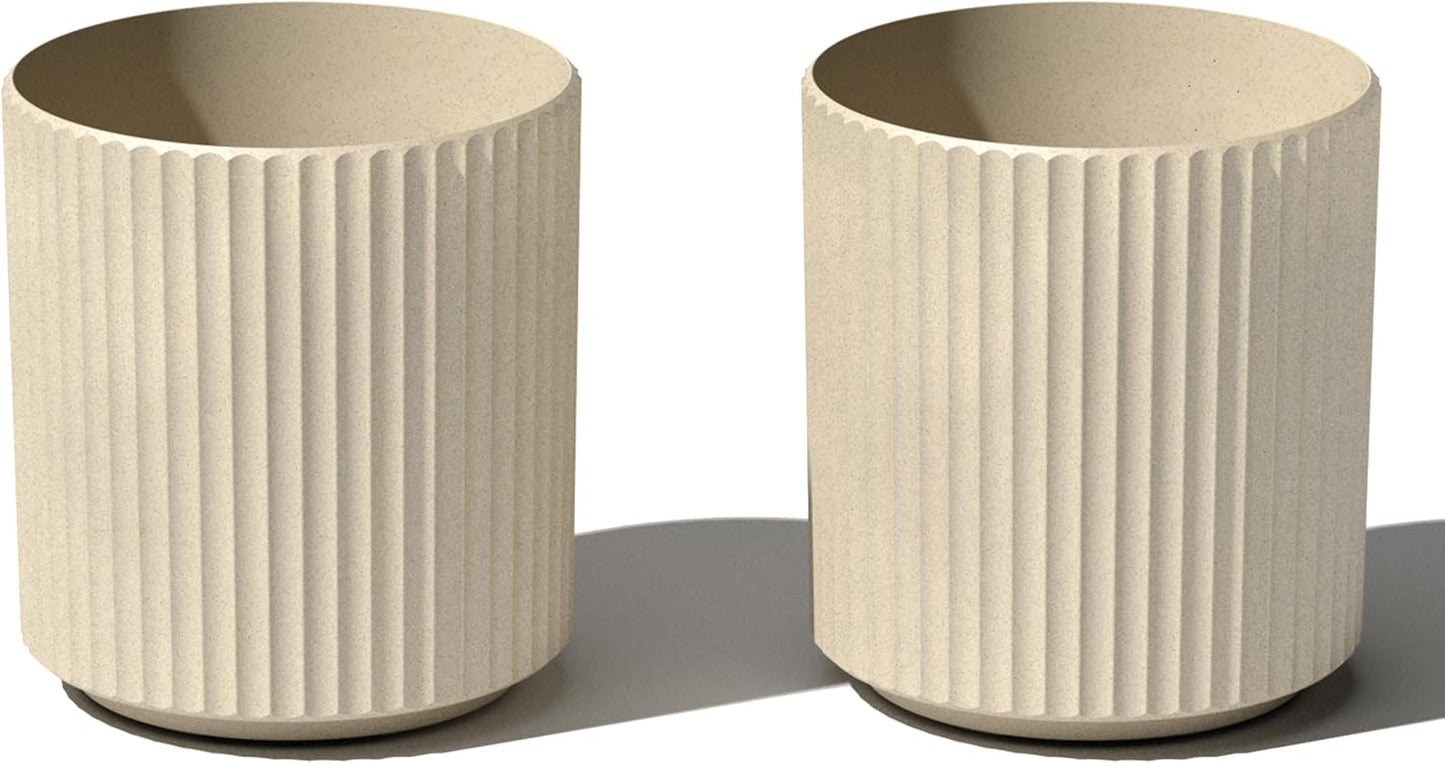 Veradek Demi Series Round Planter for Porch, Patio, Backyard | Durable Plastic-Stone Composite Material | Modern Décor for Tall Plants, Flowers