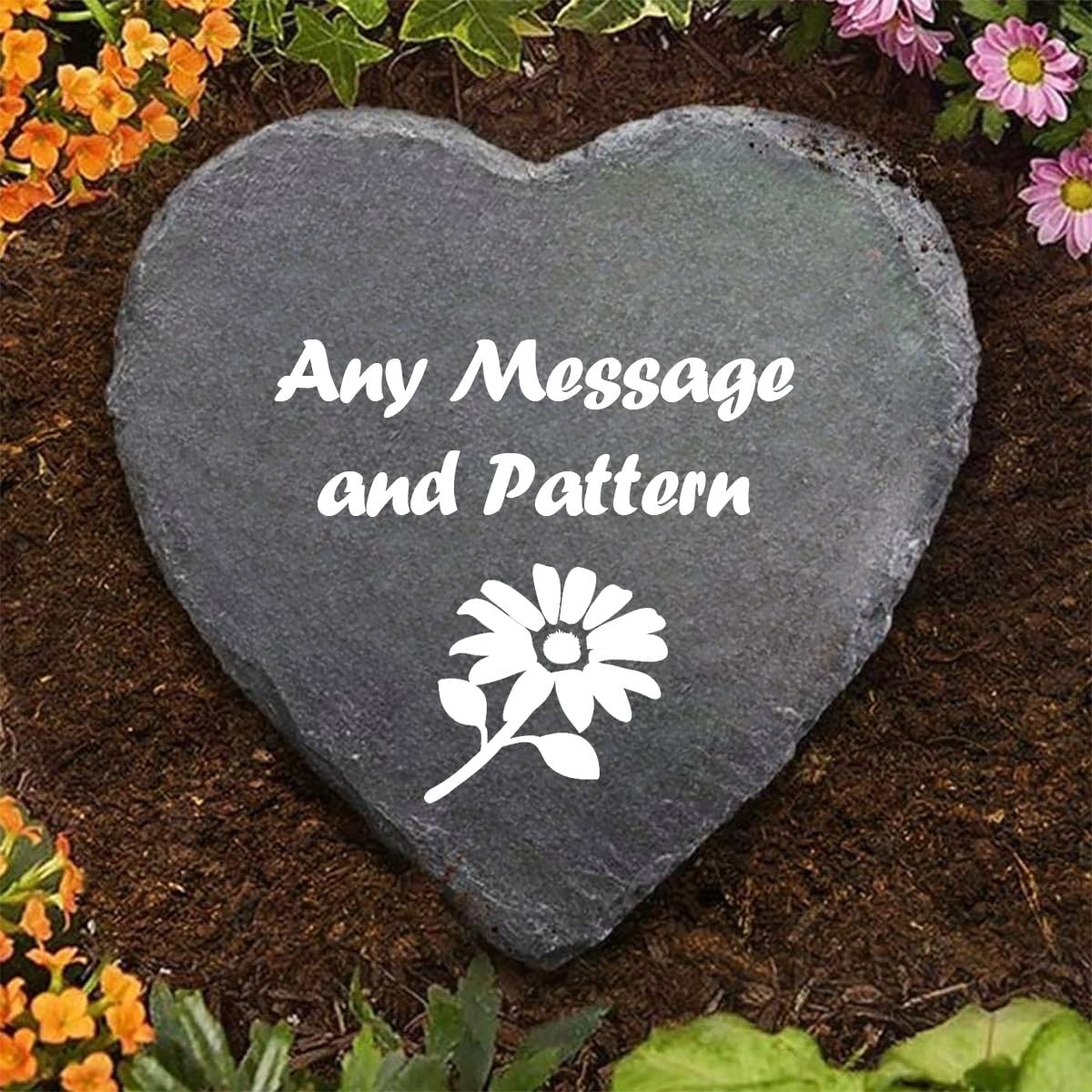 Custom Decorative Garden Stones Personalize with Any Message and Pattern, Desgin Heart Shaped Memorial Stones Welcome Stones 6x6 for Housewarming,Memorial Gifts and Special Day Gifts