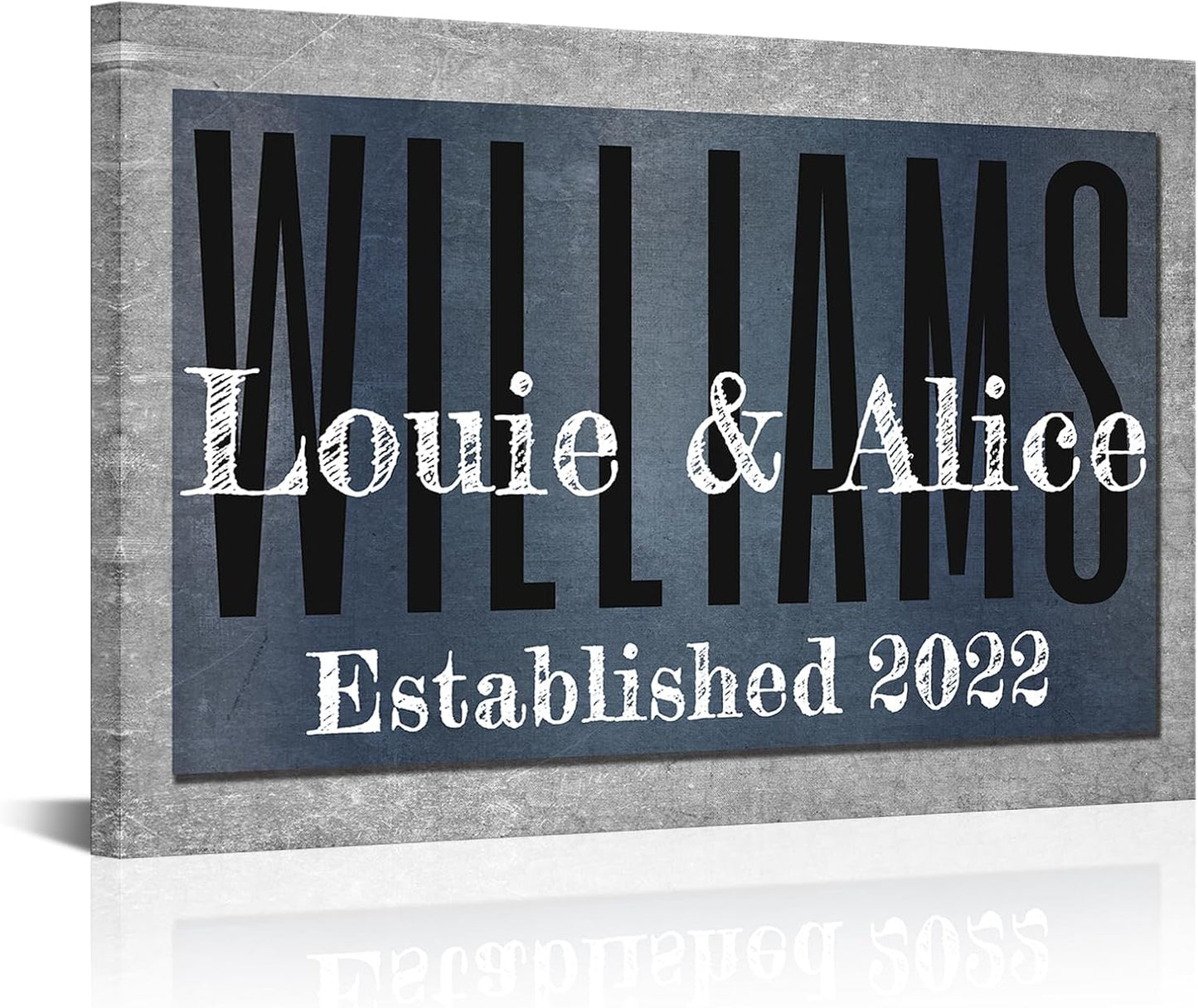 iLOOKLiKE Personalized Last Name Signs with Couple's Names Wall Art Custom Family Established Date Canvas Prints Framed Unique Wedding Anniversary Housewarming Gifts for Home Decor 24×36inch