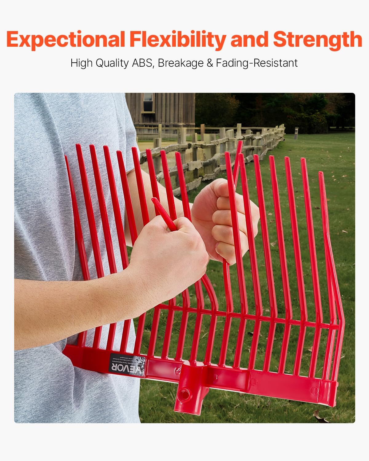 VEVOR 6PCS Manure Fork Replacement Head, 18 Angled Tines Horse Manure Fork Head, Durable Plastic Pitchfork Heads, Horse Mulch Rake for Picking up Stable Stall Muck Grass Hay Cleaning Farm Work