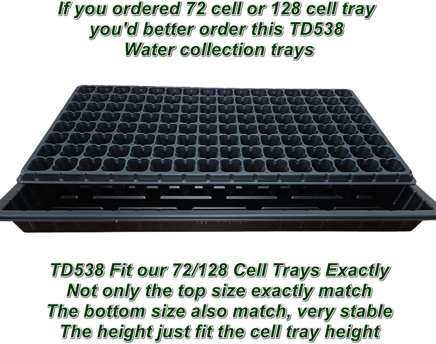 10Pcs 128 Cell Seed Starter Trays, Thick Durable Nursery 128 Cell Plug Tray Seedling Flat Plastic Shallow Tray for TD538 1020 Trays (21.26", 11.02", Deep 1.89"), GGBQ128