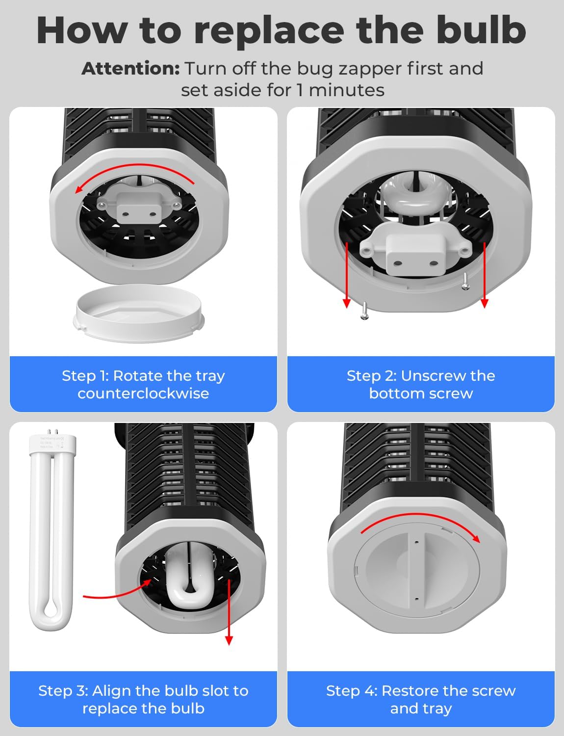 YISSVIC Bug Zapper Bulb Indoor Waterproof Electric Mosquito Lamp Fly Zapper Killer Effective 4200V Plug in for Home Patio Office Courtyard (Replacement Bulb T6)