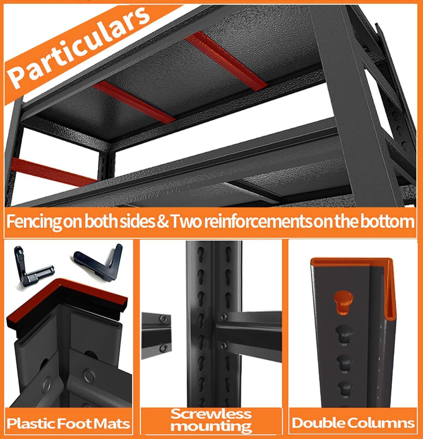 Garage Shelving 3000LBS Metal Storage Shelves 5-Tier Adjustable Shelving Units Garage Storage Shelves Heavy Duty for Industrial, Warehouse, Basement, Commercial, Black