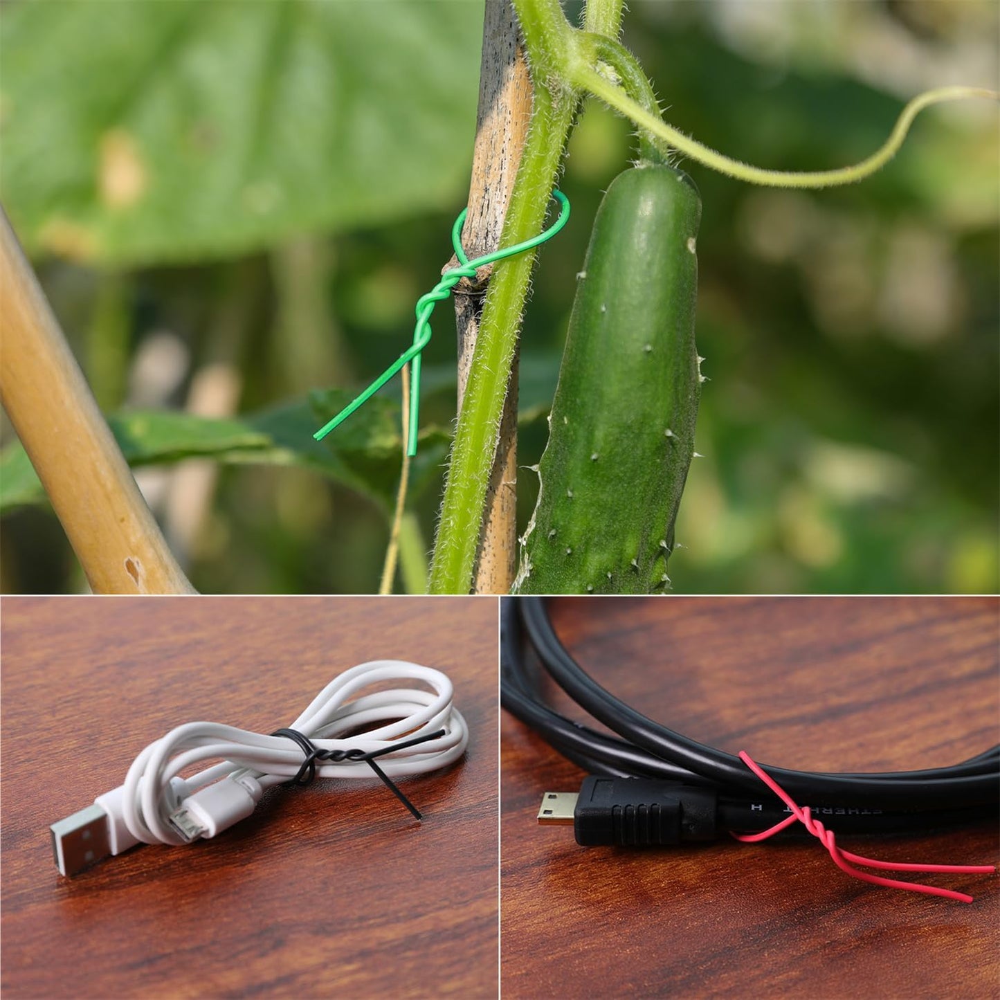 200 Pcs 6 inch Garden Twist Tie, Round Plastic Twist Ties for Plants, Vines and Wrapping Cords or Christmas Tree Gardening Plants Growth and Care, Home Cable Organization (Blackish Green)